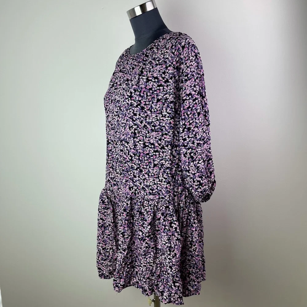 H&M Floral Print Round Neck Midi Dress Size M